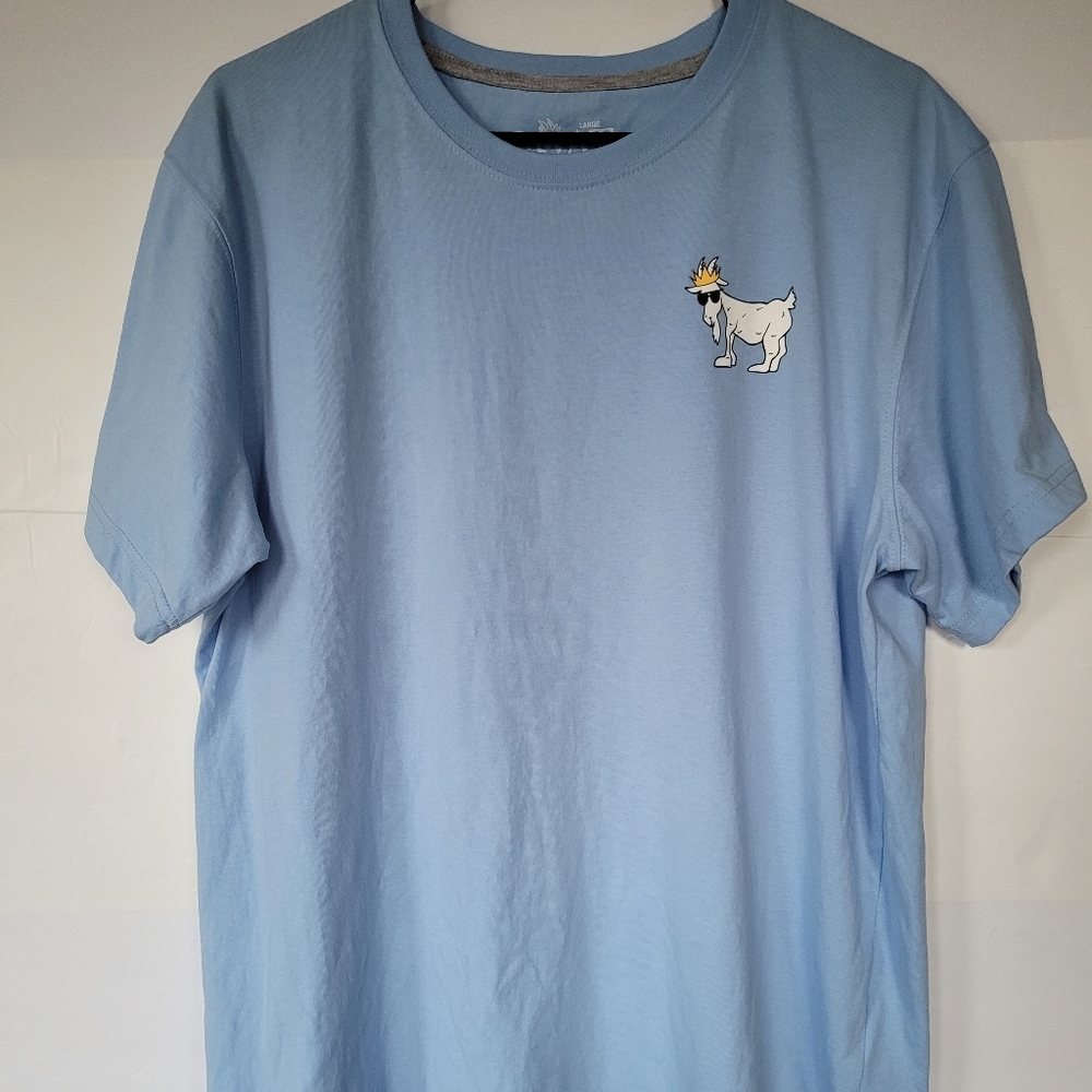GOAT Light Blue Graphic Tee with Goat Patch Size L - Picture 1 of 9